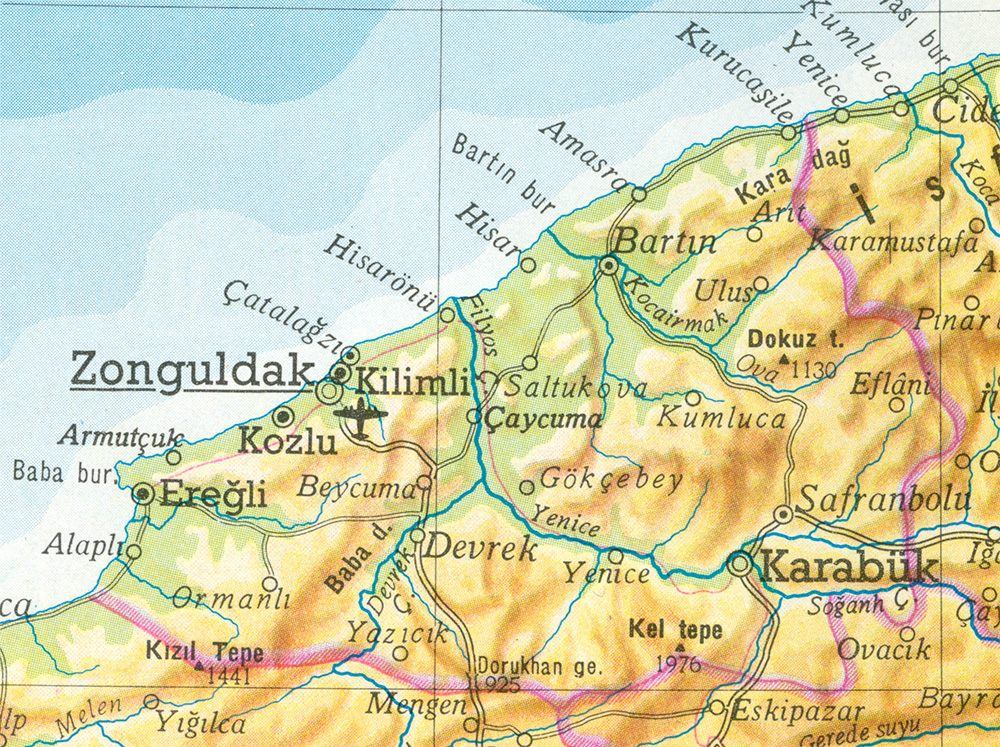 Zonguldak'ın eski haritası - Bartın ve Karabük ayrılmadan önceki hali
